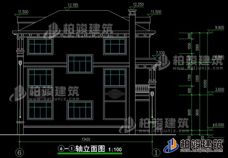 背立面图